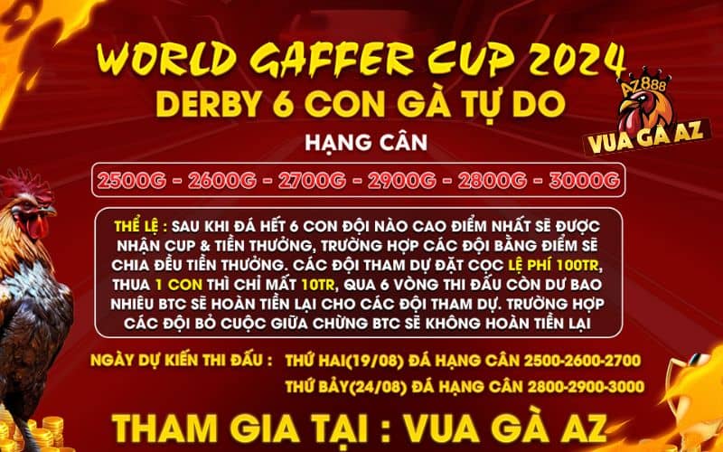 Thông báo giải derby 6 con gà tự do tại bồ CPC1